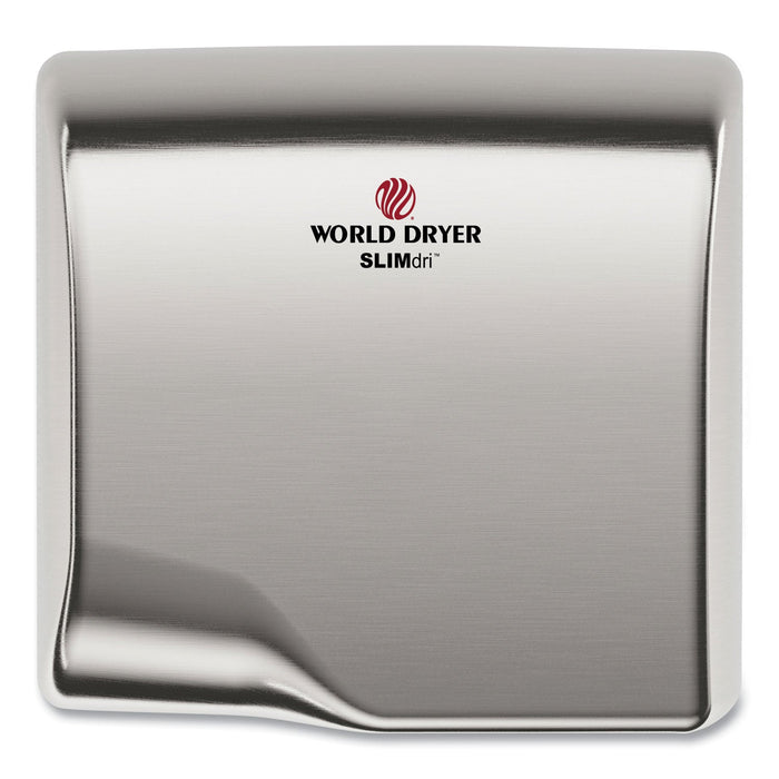 WORLD DRYER SLIMdri Hand Dryer, 110-240 V, 13.87 x 13 x 7, Brushed Stainless Steel