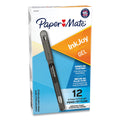 Paper Mate InkJoy Gel Pen, Stick, Medium 0.7 mm, Black Ink, Black Barrel, Dozen