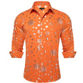 DiBanGu Mens Christmas Long Sleeve Button Down Shirt Orange Silver Size XX-Large by Deal US