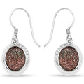 4.72 Carat Genuine Copper Bloom Drusy and White Topaz .925 Sterling Silver Earrings by Bids.com