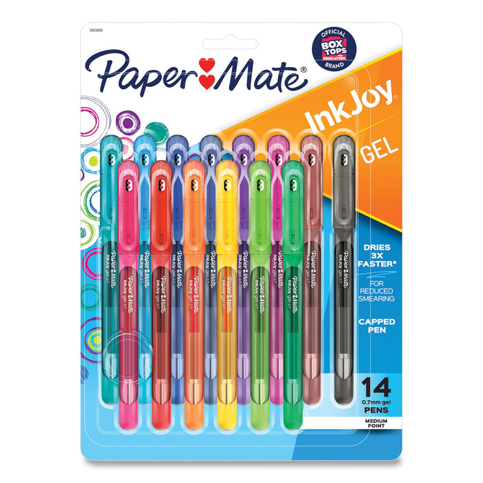 Paper Mate InkJoy Gel Pen, Stick, Medium 0.7 mm, Assorted Ink and Barrel Colors, 14/Pack