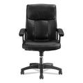 HON HVL151 Executive High-Back Leather Chair, Supports Up to 250 lb, 17.75" to 21.5" Seat Height, Black