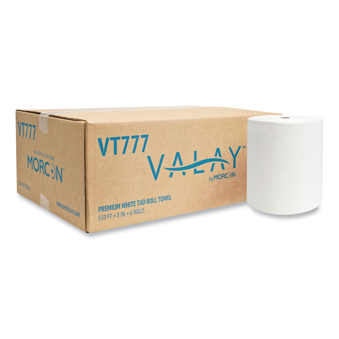 Morcon Tissue Valay Proprietary TAD Roll Towels, 1-Ply, 7.5" x 550 ft, White, 6 Rolls/Carton