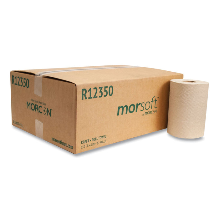 Morcon Tissue Morsoft Universal Roll Towels, 8" x 350 ft, Brown, 12 Rolls/Carton
