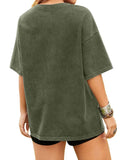 Remidoo Womens Oversized T Shirt Acid Wash Vintage Loose Fit Tee Army Green XL by Deal US