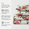 DaDa Bedding Pink Romantic Roses Floral Sheet Set by DaDalogy Bedding Collection