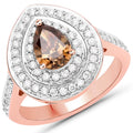 1.64 Carat Genuine Chocolate Brown Diamond and White Diamond 18K Rose Gold Ring by Bids.com