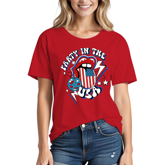 Solatria 4th of July Shirts Women USA Flag Cotton Crew Neck Red XL by Deal US