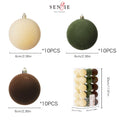 Senjie 30pcs Velvet Christmas Balls Ornaments 2.36in Brown Green Khaki by Deal US