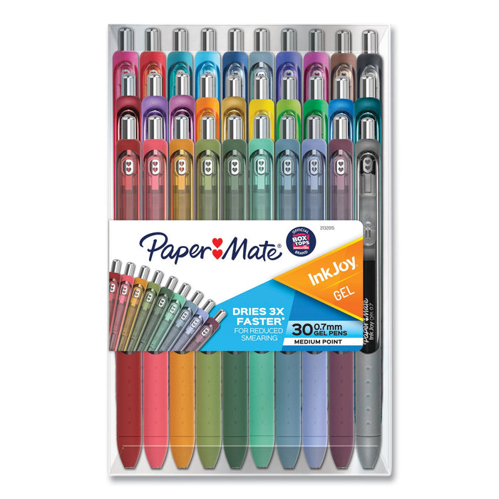 Paper Mate InkJoy Gel Pen, Retractable, Medium 0.7 mm, Assorted Ink and Barrel Colors, 30/Pack