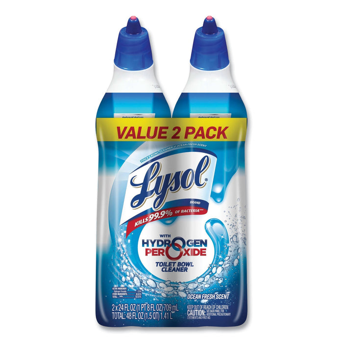 LYSOL Toilet Bowl Cleaner with Hydrogen Peroxide, Ocean Fresh, 24 oz Angle Neck Bottle, 2/Pack, 4 Packs/Carton