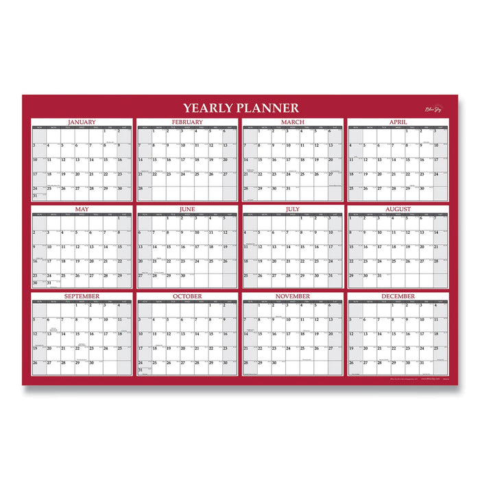 Blue Sky Classic Red Laminated Erasable Wall Calendar, Classic Red Artwork, 48 x 32, White/Red/Gray Sheets, 12-Month (Jan-Dec): 2023