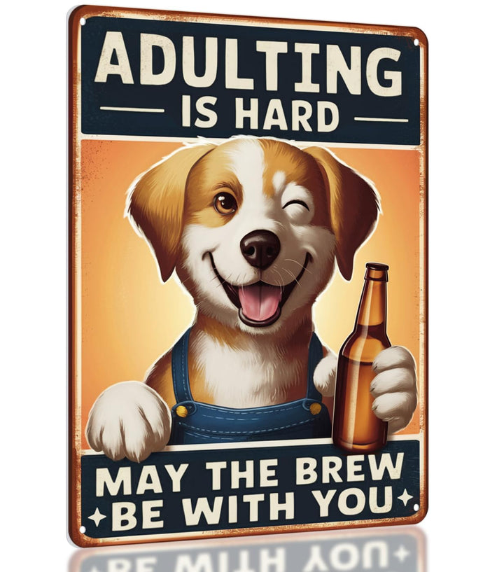 Opix Design Funny Metal Bar Sign Dog Beer Humorous Wall Decor 8.3x11in by Deal US