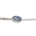 Oval Labradorite Prong Silver Asymmetrical Faceted Bead Tennis Chain Bracelet by Fine Color Jewels