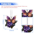 Butterfly Rearview Mirror Accessories - Cute Acrylic Hanging Charm, Flower Ornament Pendant for Car, Home Decoration, Keepsake, Christmas, Valentine's Day Gift (Purple&Pink)
