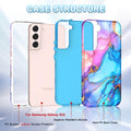 for Samsung Galaxy S22 5G Case,Marble Pattern 3 in 1 Heavy Duty Shockproof Full