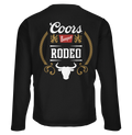 Coors Banquet Beer Rodeo Bull Double Sided Long Sleeve T-Shirt - Black by Tee Luv