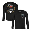 Coors Banquet Beer Rodeo Bull Double Sided Long Sleeve T-Shirt - Black by Tee Luv