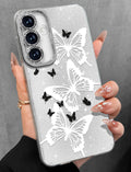 Compatible with Samsung Galaxy A15 5G Case - Cute Glitter BK WH Butterfly A15 5G