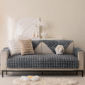 Aucrovee Plush Velvet Non Slip Sofa Cover 3 Cushion 36x70 Light Grey by Deal US