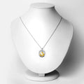 Round Blue Sapphire Prong Silver Pendant Necklace by Fine Color Jewels