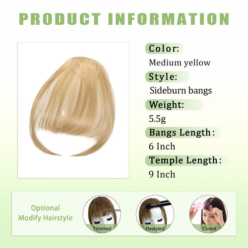 Maforsoon Clip in Bangs Fake Bangs for Women Medium Yellow Straight Hair by Deal US