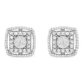 .925 Sterling Silver 1.0 Cttw Round Diamond Double Halo and Disc Stud Earring (I-J Color, I2-I3 Clarity) by Bids.com