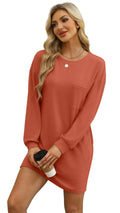 WIHOLL Fall Long Sleeve Mini Dress with Pockets Caramel Size L by Deal US