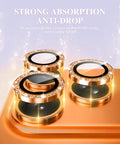 BERFY Camera Lens Protector for iPhone 17 Pro/17 Pro Max, Glitter Bling Aluminum Alloy Metal Ring, 9H Tempered Glass Camera Cover Screen Protector Accessories, Anti-Scratch, Case Friendly, Orange