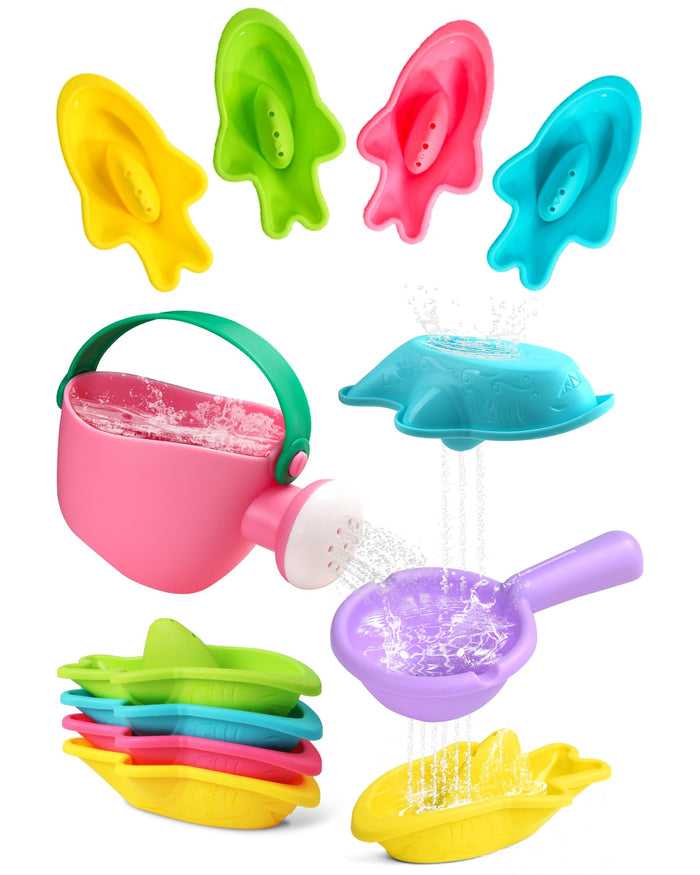 Fajiabao Toddler Bath Toys 6 PCS Colorful Stacking Boat Water Table by Deal US
