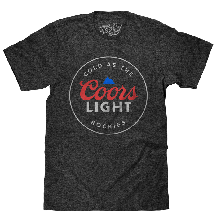 Coors Light Cold as the Rockies Beer T-Shirt - Charcoal Gray by Tee Luv