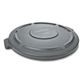 Rubbermaid Round Flat Top Lid, for 32 gal Round BRUTE Containers, 22.25" Diameter, Gray