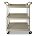 Rubbermaid Three-Shelf Service Cart, Plastic, 3 Shelves, 200 lb Capacity, 18.63" x 33.63" x 37.75", Off-White