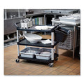 Rubbermaid Open-Side Utility Cart, Plastic, 3 Shelves, 300 lb Capacity, 40.63" x 20" x 37.81", Black