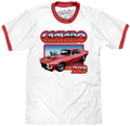 70s Chevrolet Camaro Z28 Ringer T-Shirt - White/Red by Tee Luv