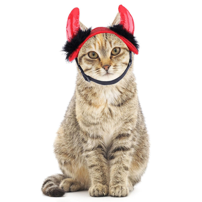 ABLAZEZAI Pet Halloween Devil Horn Headband Adjustable Red Size Large by Deal US