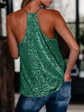 miduo Womens Sequin Tank Top Casual V Neck Halter Green Size S by Deal US