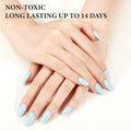 KBS Designer Handmade Press On Nails Blue Short French Tip Almond 16 Sizes Kit by Deal US
