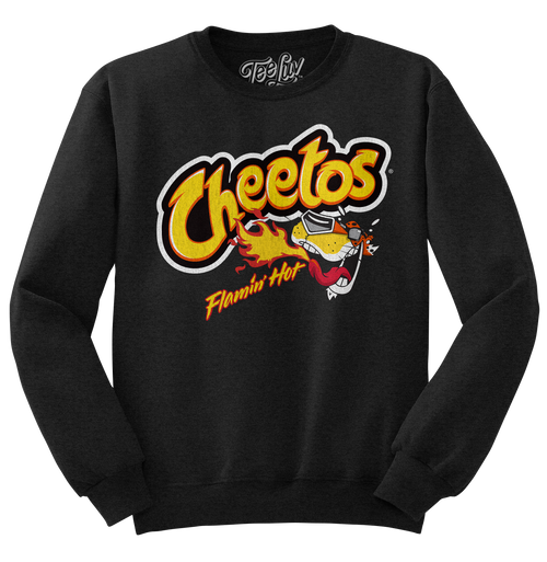 Flamin' Hot Cheetos Faded Logo Crewneck Sweatshirt - Black by Tee Luv