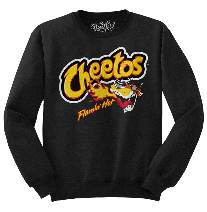 Flamin' Hot Cheetos Faded Logo Crewneck Sweatshirt - Black by Tee Luv