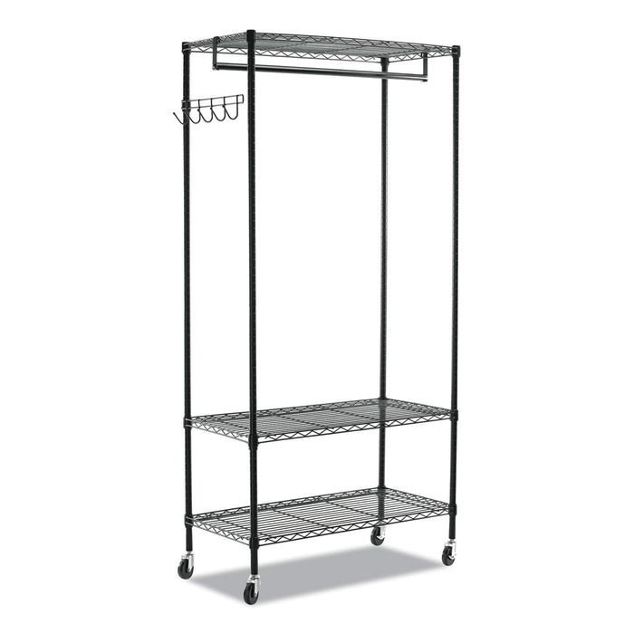 Alera Wire Shelving Garment Rack, 40 Garments, 48w x 18d x 75h, Black
