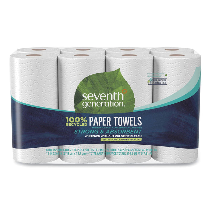 Seventh Generation 100% Recycled Paper Kitchen Towel Rolls, 2-Ply, 11 x 5.4, 156 Sheets/Rolls, 32 Rolls/Carton