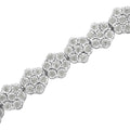 .925 Sterling Silver 2.0 cttw Diamond 7 Stone Floral Cluster Link Bracelet (I-J Color, I3 Clarity) -7.25" by Bids.com