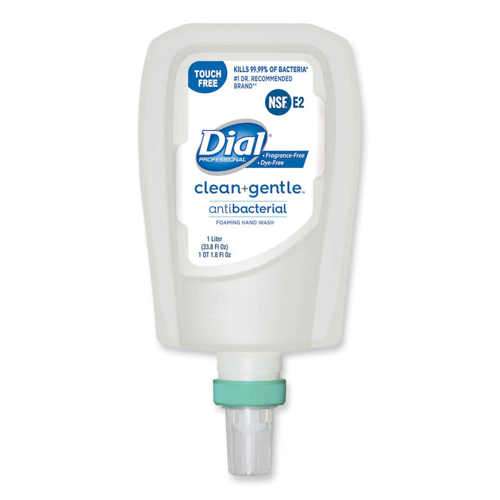 Dial Clean+Gentle Antibacterial Foaming Hand Wash Refill for FIT Touch Free Dispenser, Fragrance Free, 1 L, 3/Carton