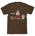 Mr Owl How Many Licks Does It Take Tootsie Roll Pop Candy T-Shirt - Heather Brown by Tee Luv