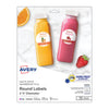 Avery Durable White ID Labels w/ Sure Feed, 2.5" dia, White, 72/Pk