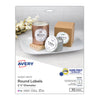 Avery Round Print-to-the Edge Labels with SureFeed, 2.5" dia, Glossy White, 90/PK