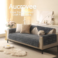 Aucrovee Plush Velvet Non Slip Sofa Cover 3 Cushion 36x70 Light Grey by Deal US