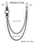 SISICHIC Pants Jean Chain: Pocket Wallet Purse Chain Belt for Biker, Heavy Streetwear Grunge Punk Goth Rockstar Pirate Accessories - Carabiner Black Leather