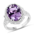5.55 Carat Genuine Amethyst & White Topaz .925 Sterling Silver Ring by Bids.com